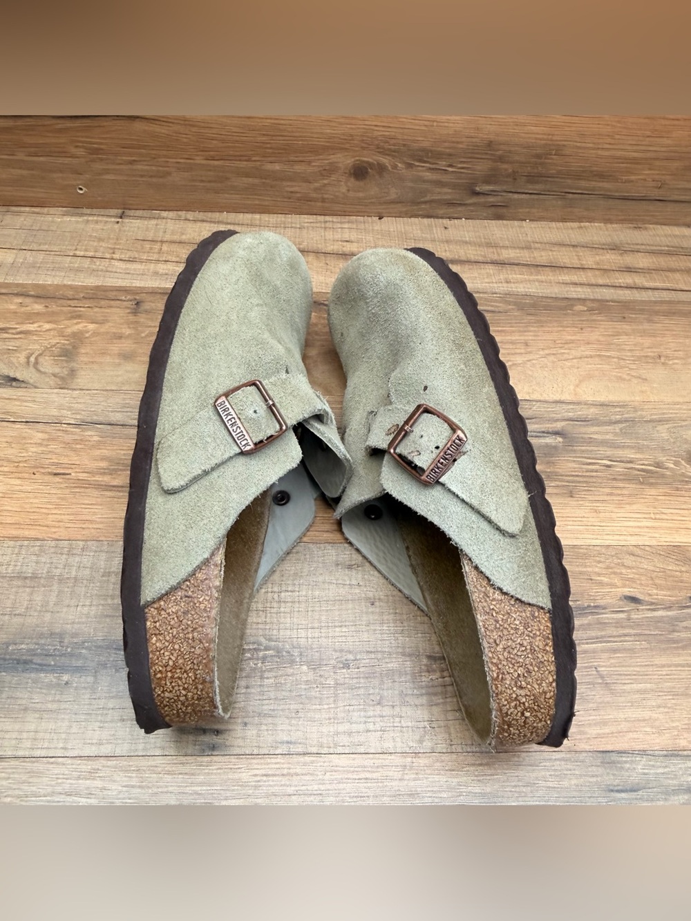 Birkenstock Women's Beige Suede Clogs with Buckle - Picture 4 of 7